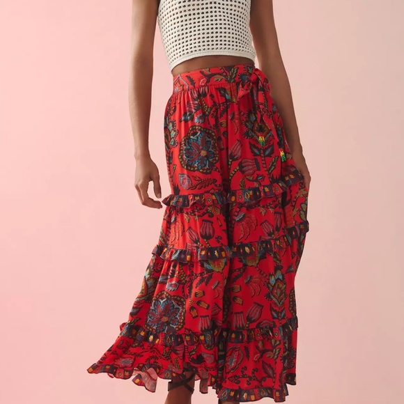 Farm Rio Tiered Wrap Maxi Skirt/NWT/Pretty!L(waist-15.5)